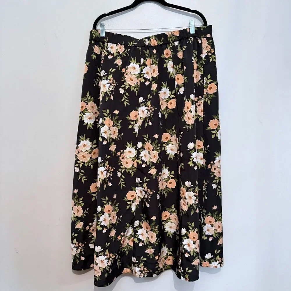 Old Navy The occasion Floral Black Taffeta High Waisted Skirt Crop Top Set XL - Picture 13 of 13